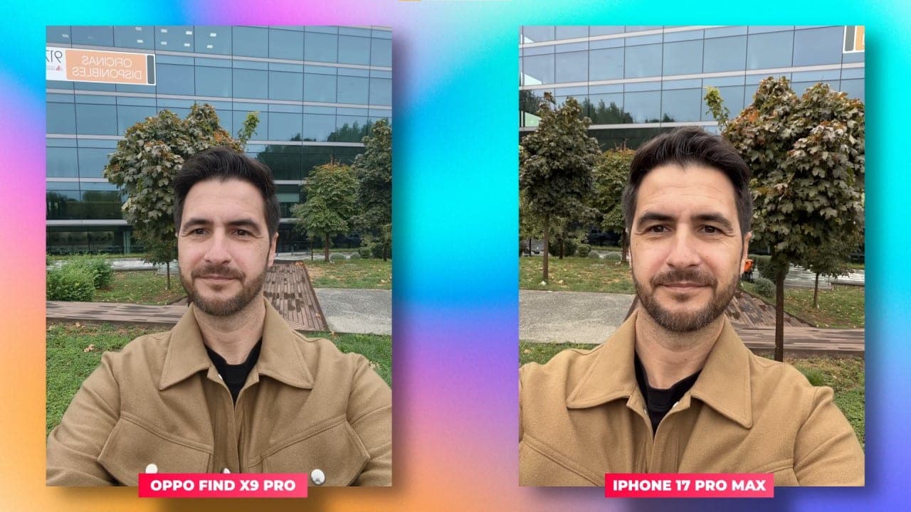 OPPO Find X9 Pro vs iPhone 17 Pro Max selfie