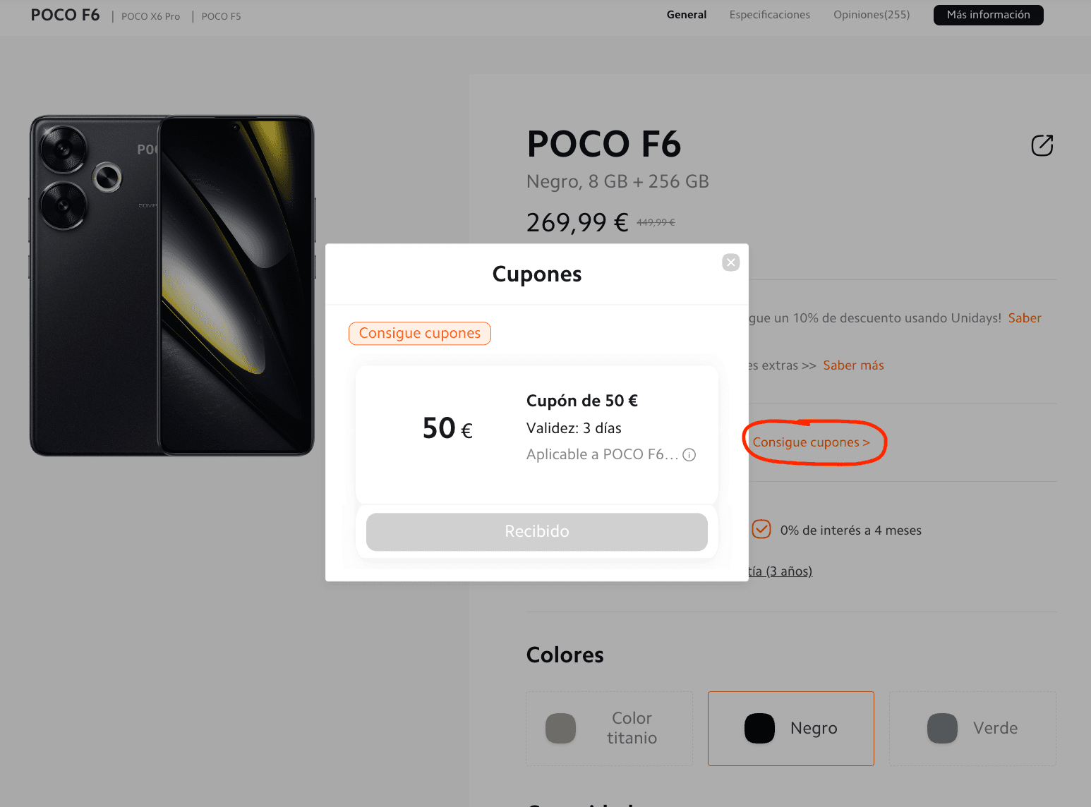 Cómo conseguir cupón de descuento en POCO F6