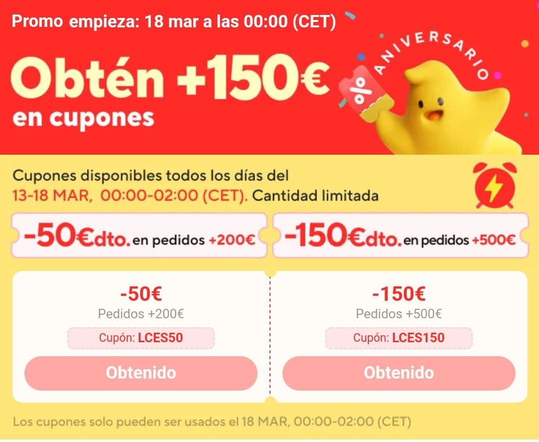Cupones de descuento en AliExpress