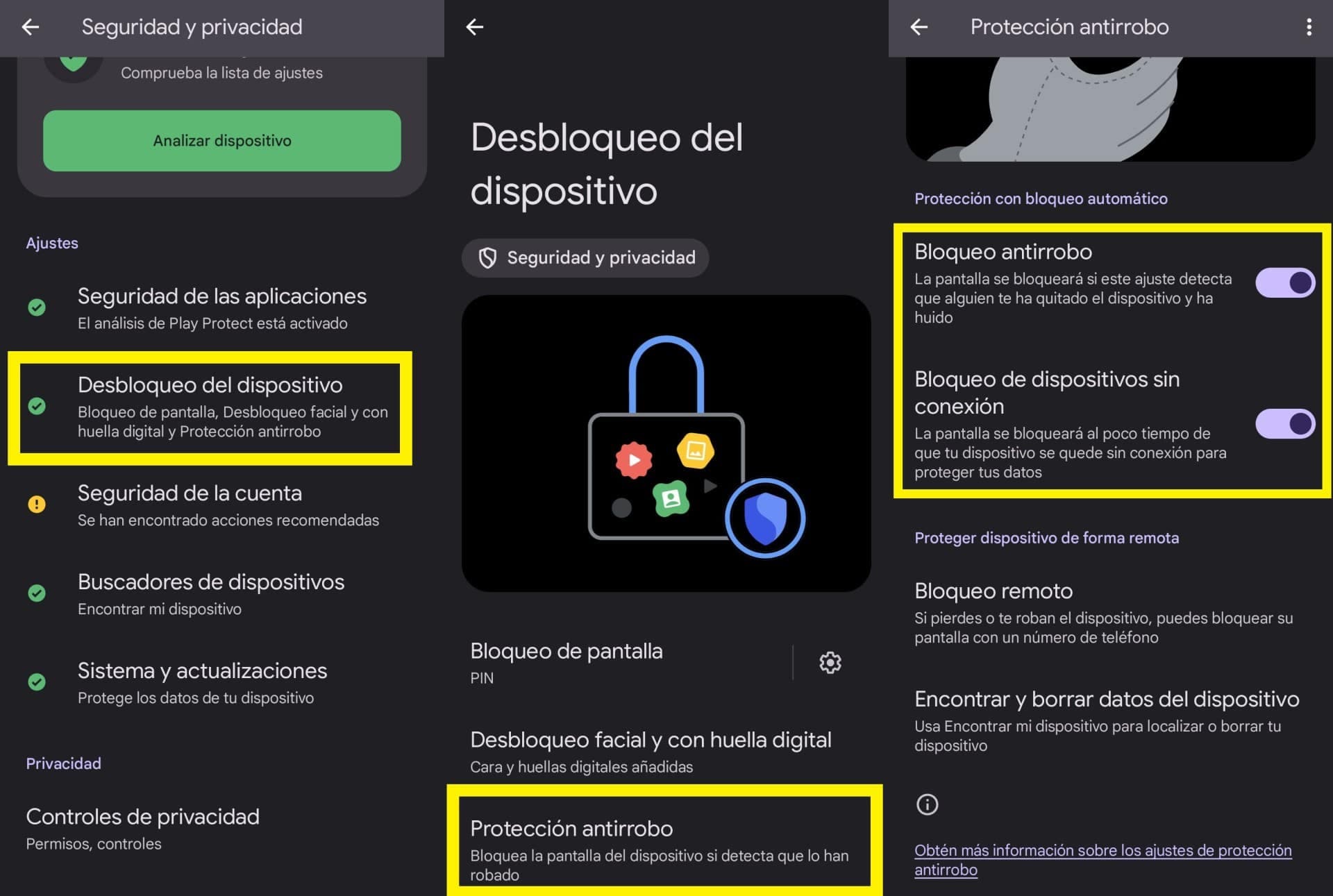 Modo antirrobo de Android 15