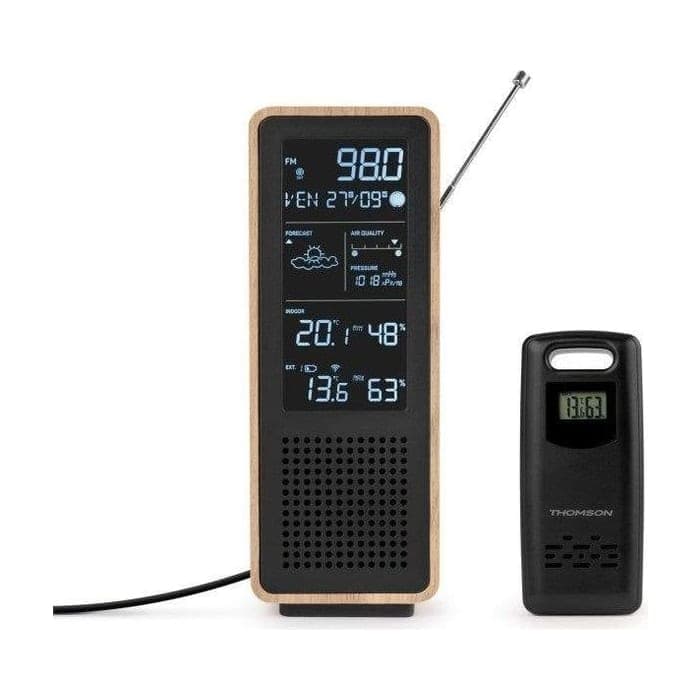 Thomson WS102TBK Altavoces Compactos con Radio FM y Estación Meteorológica